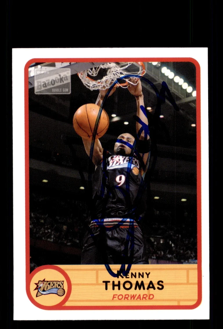 Signed Basketball Card Auto Kenny Thomas 2003-04 Bazooka #63 Philadelphia 76ers