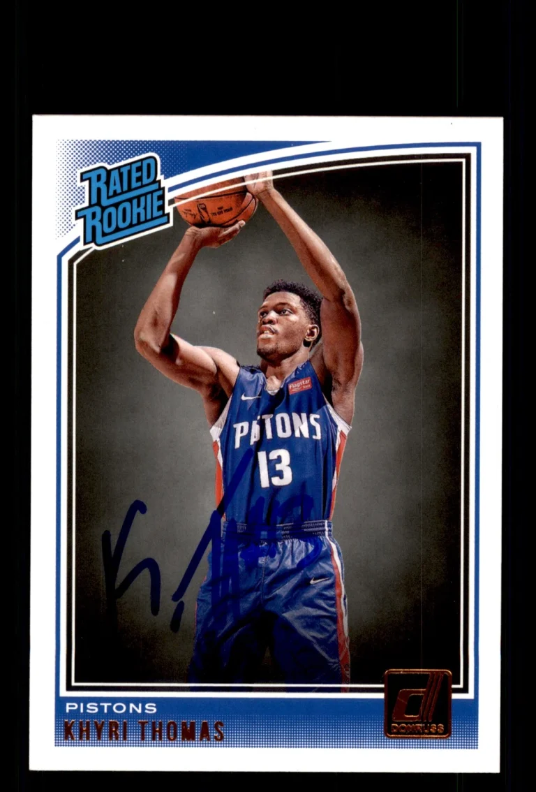 Signed Basketball Card Auto Khyri Thomas 2018-19 Donruss #173 Detroit Pistons