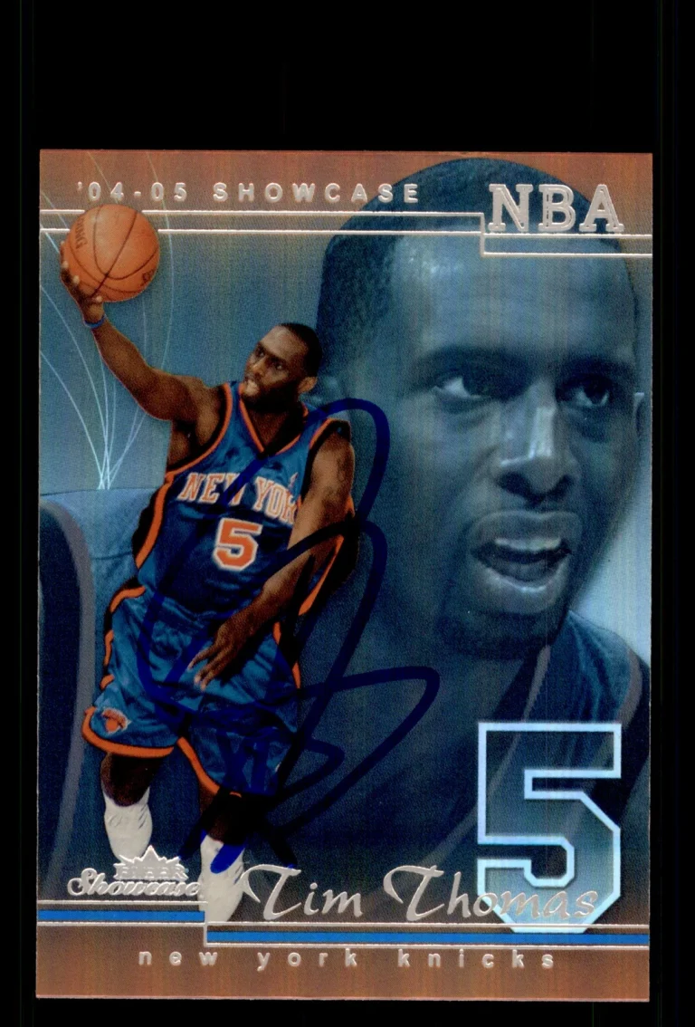 Signed Basketball Card Auto Tim Thomas 2004-05 Fleer Showcase #30 Knicks