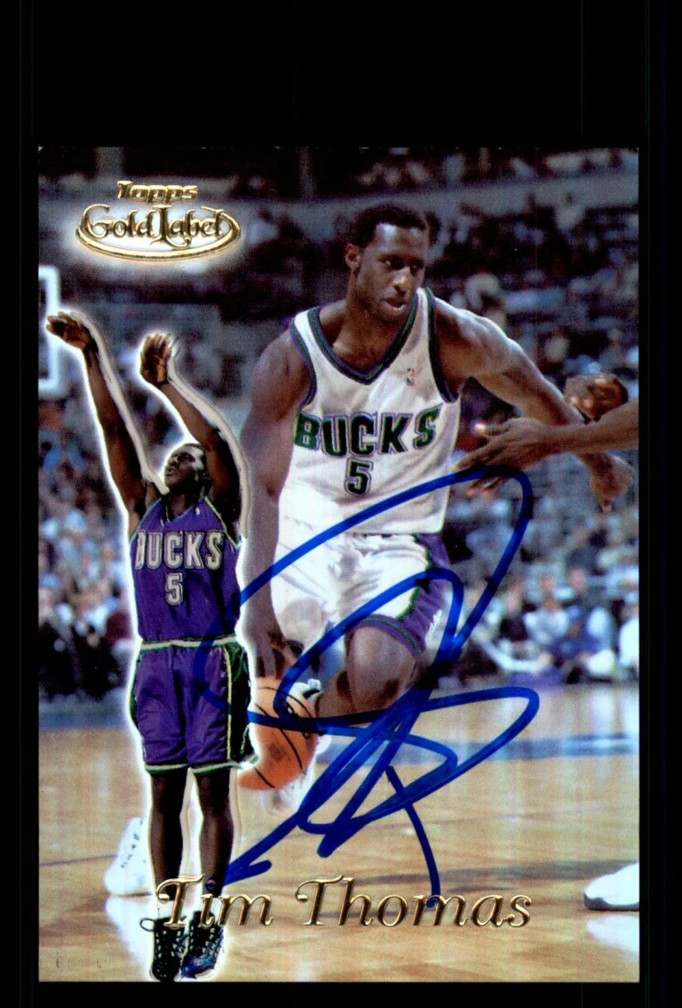 Signed Basketball Card Auto Tim Thomas 1999-00 Topps Gold Label #36 Bucks
