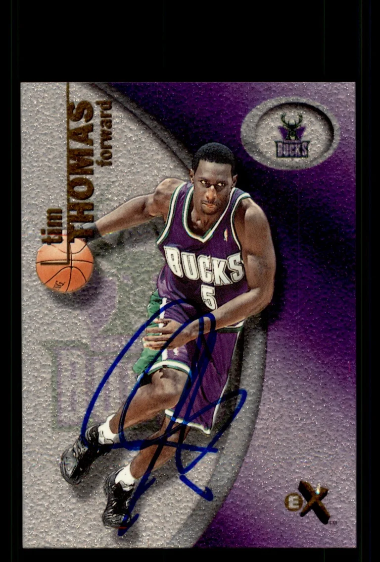 Signed Basketball Card Auto Tim Thomas 2000-01 E-X #49 Milwaukee Bucks