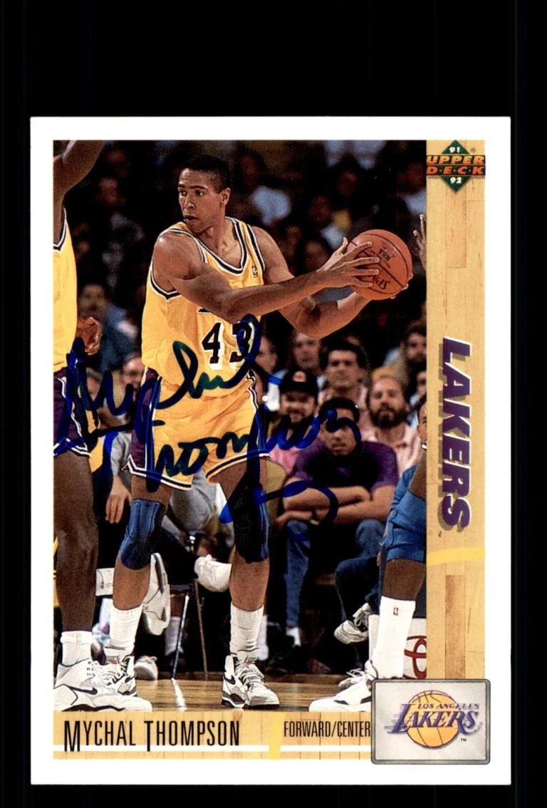 Signed Basketball Card Auto Mychal Thompson 1991-92 Upper Deck #150 Lakers
