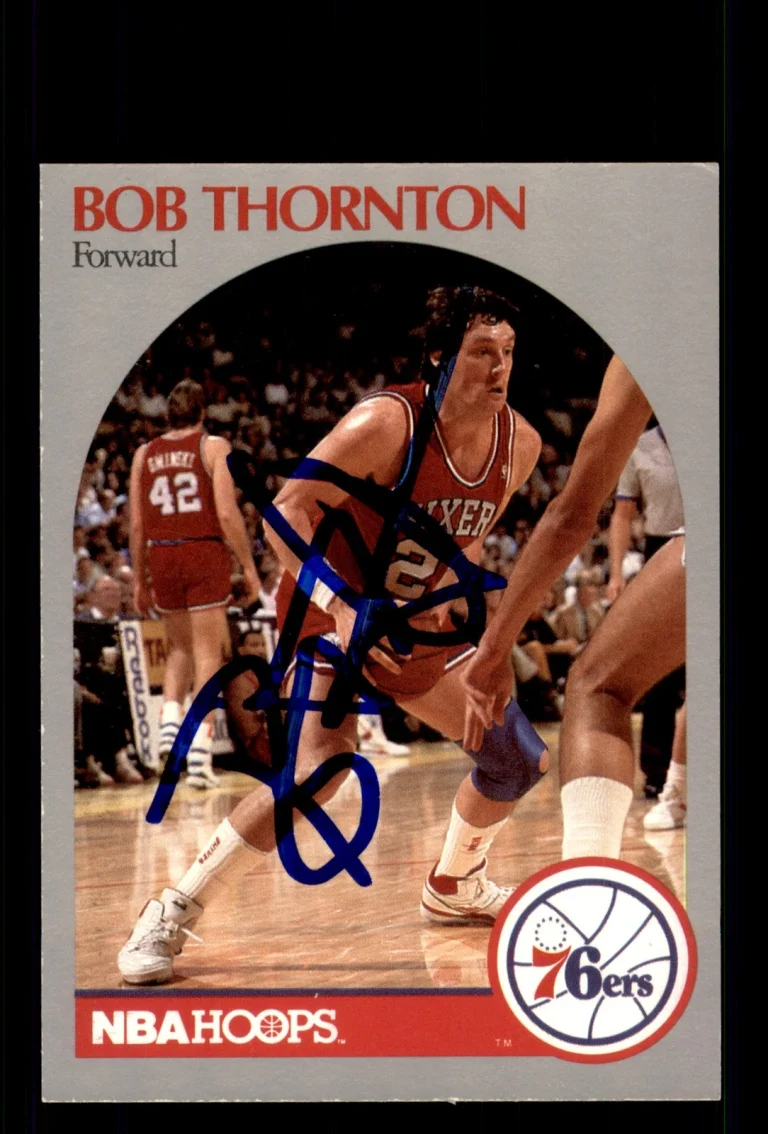 Signed Basketball Card Auto Bob Thornton 1990-91 Hoops #232 Philadelphia 76ers