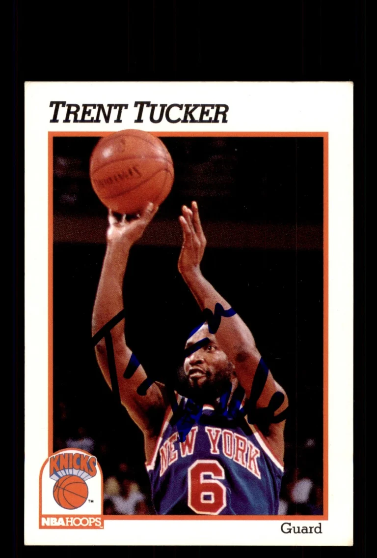 Signed Basketball Card Auto Trent Tucker 1991-92 Hoops #143 New York Knicks