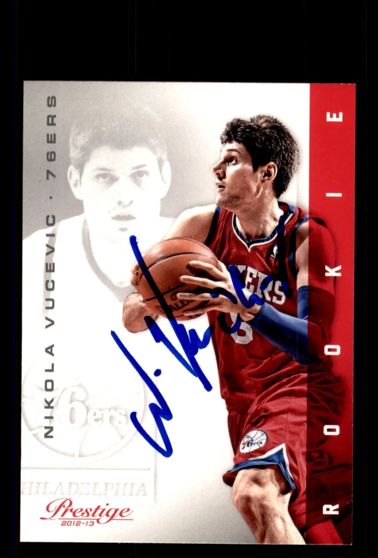 Signed Basketball Card Auto Nikola Vucevic 2012-13 Panini Prestige #172 76ers