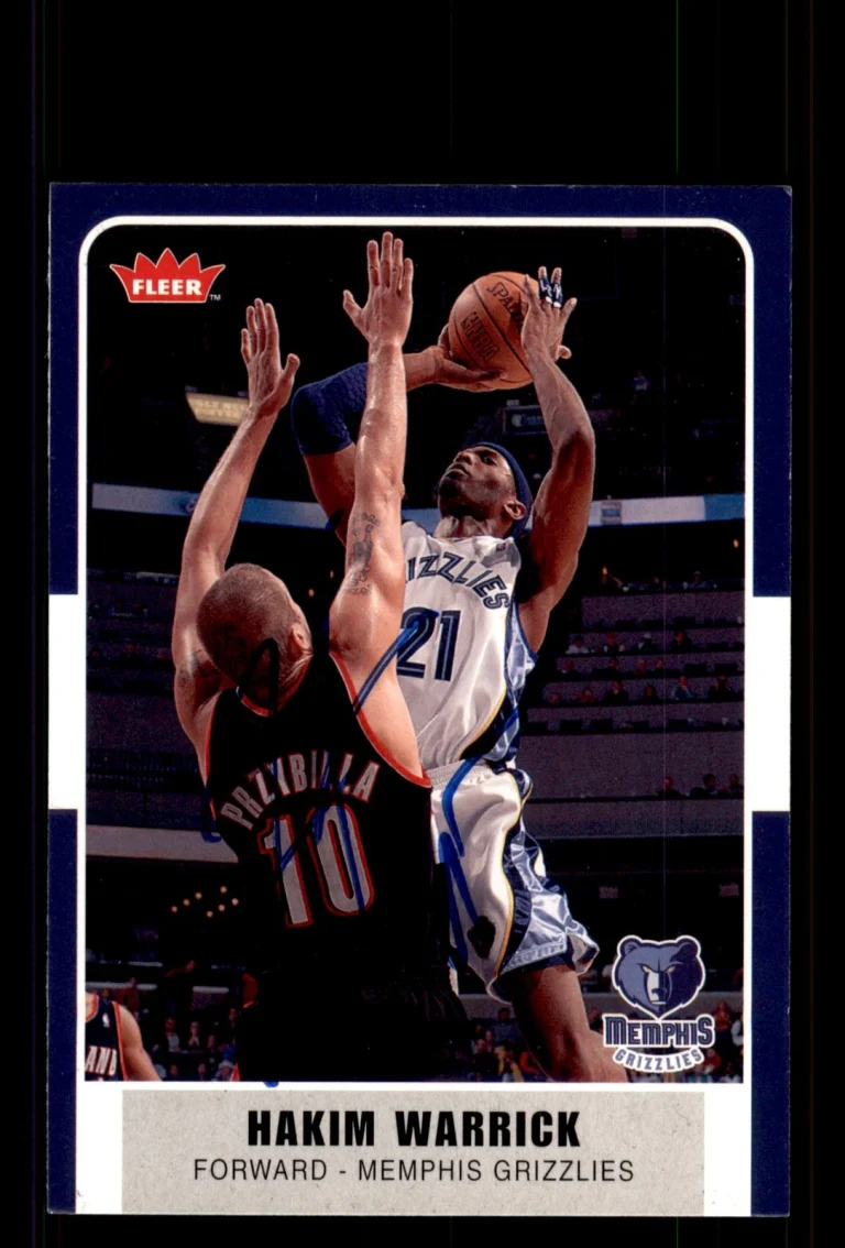 Signed Basketball Card Auto Hakim Warrick 2007-08 Fleer #104 Memphis Grizzlies