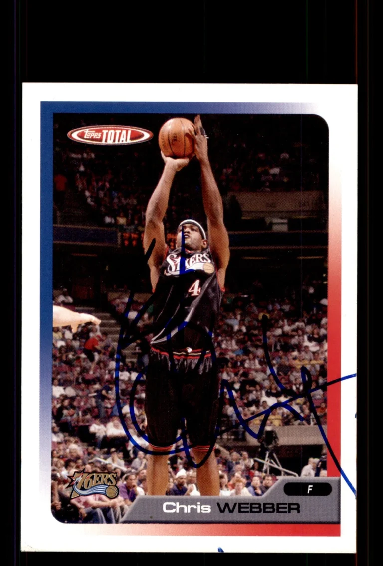 Signed Basketball Card Auto Chris Webber 2005-06 Topps Total #119 76ers