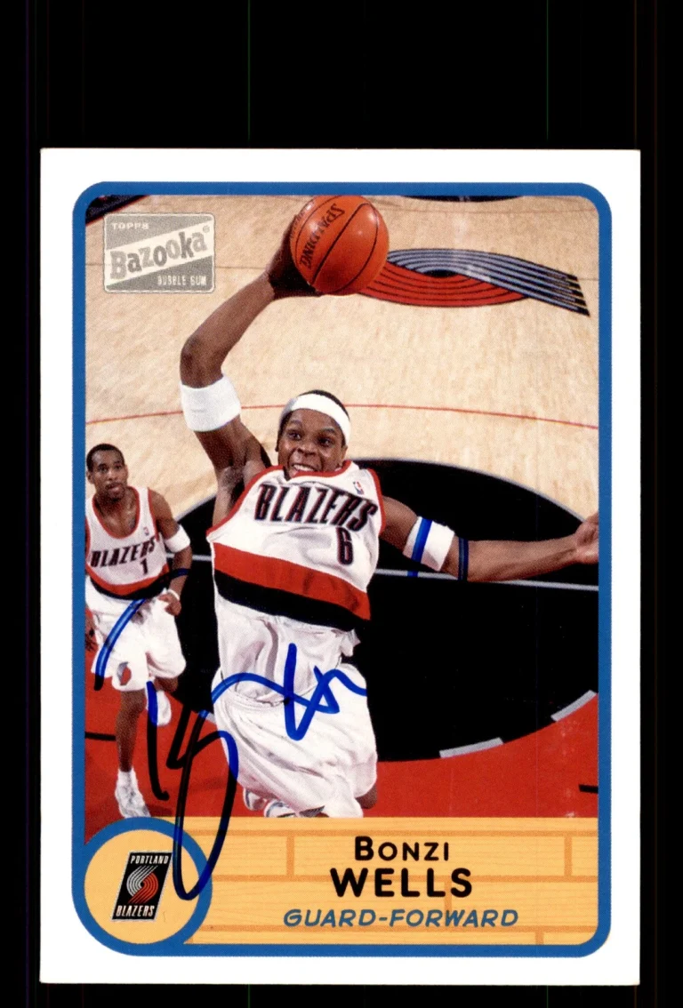 Signed Basketball Card Auto Bonzi Wells 2003-04 Bazooka #128 Trail Blazers