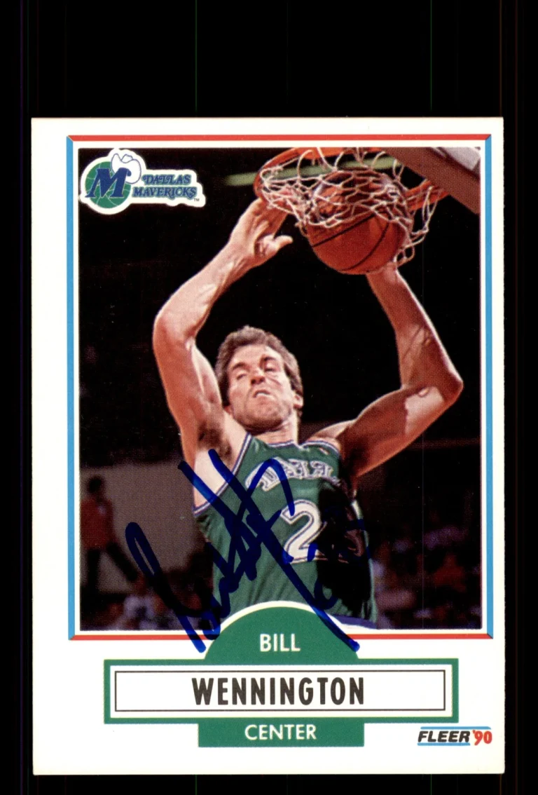 Signed Basketball Card Auto Bill Wennington 1990-91 Fleer #44 Dallas Mavericks