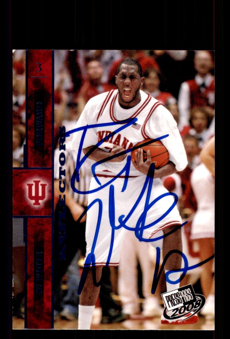 Signed Basketball Card Auto D.J. White 2008 Press Pass #35 Indiana Hoosiers