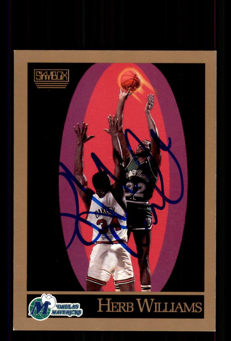 Signed Basketball Card Auto Herb Williams 1990-91 SkyBox #70 Dallas Mavericks
