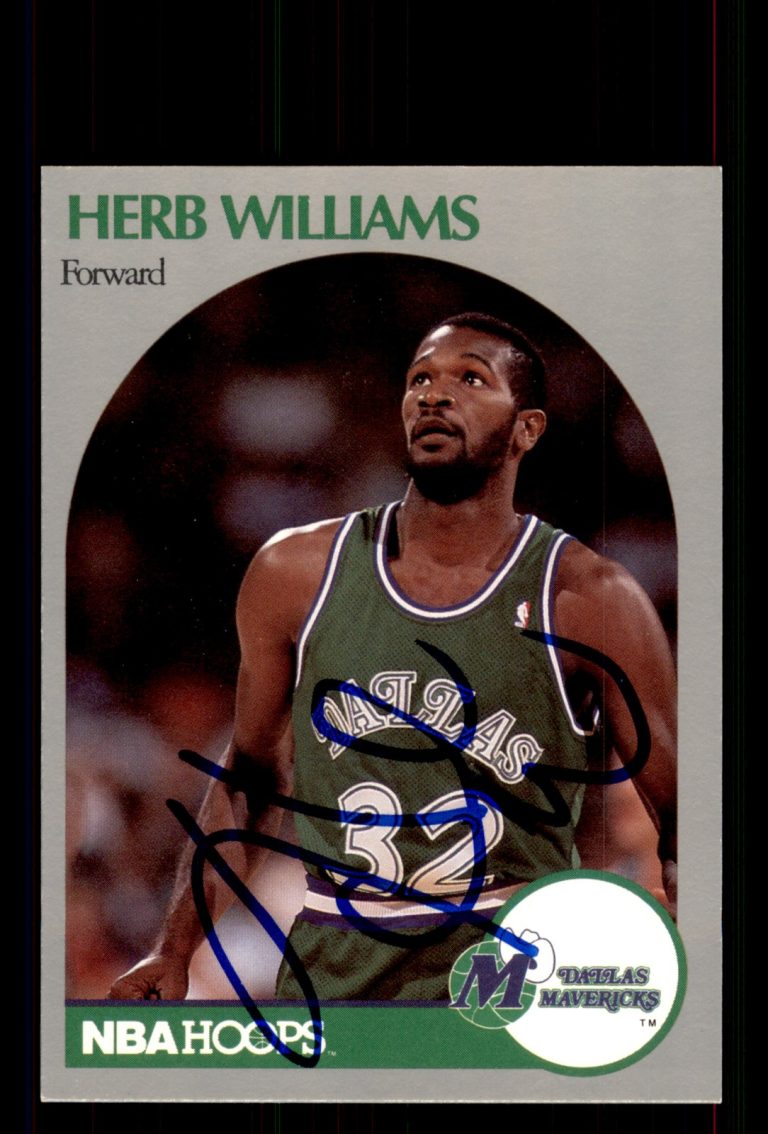 Signed Basketball Card Auto Herb Williams 1990-91 Hoops #90 Dallas Mavericks