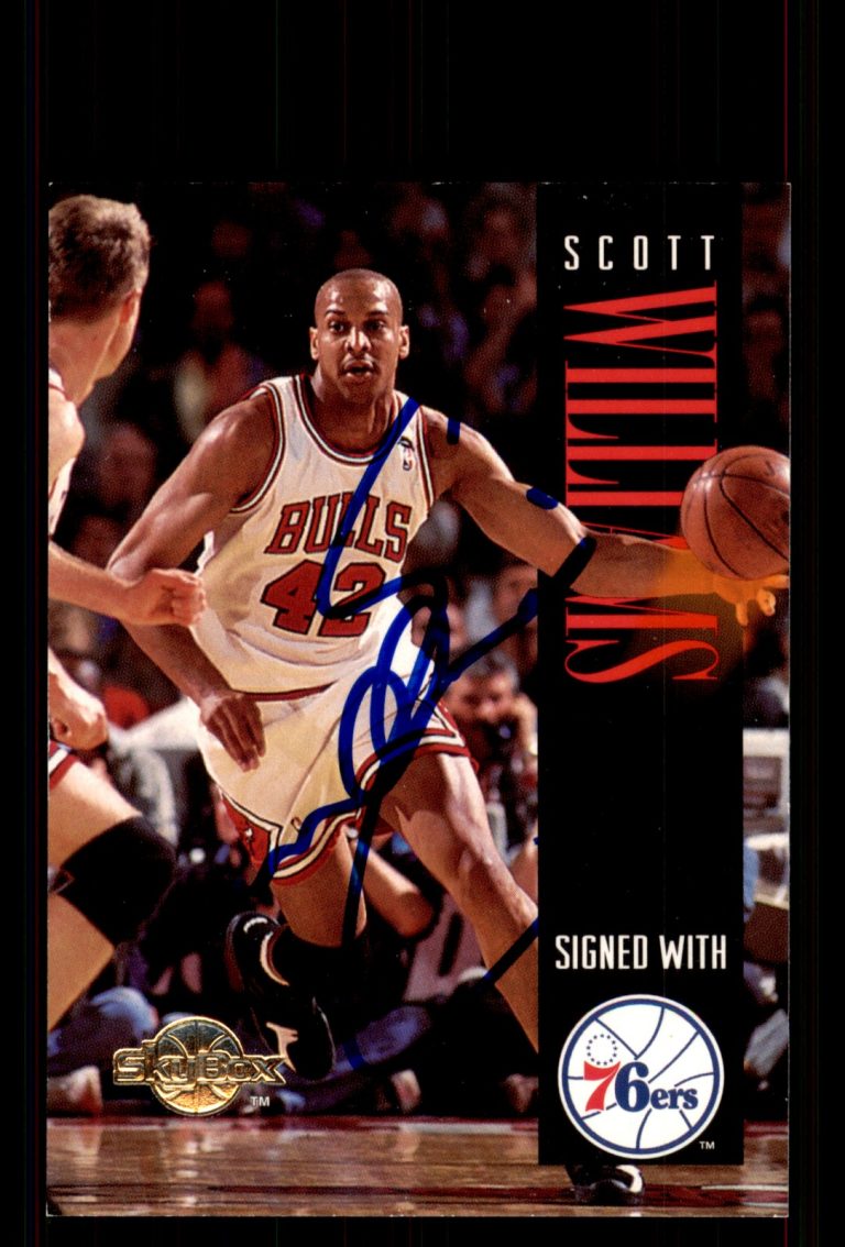 Signed Basketball Card Auto Scott Williams 1994-95 SkyBox Premium #27 76ers