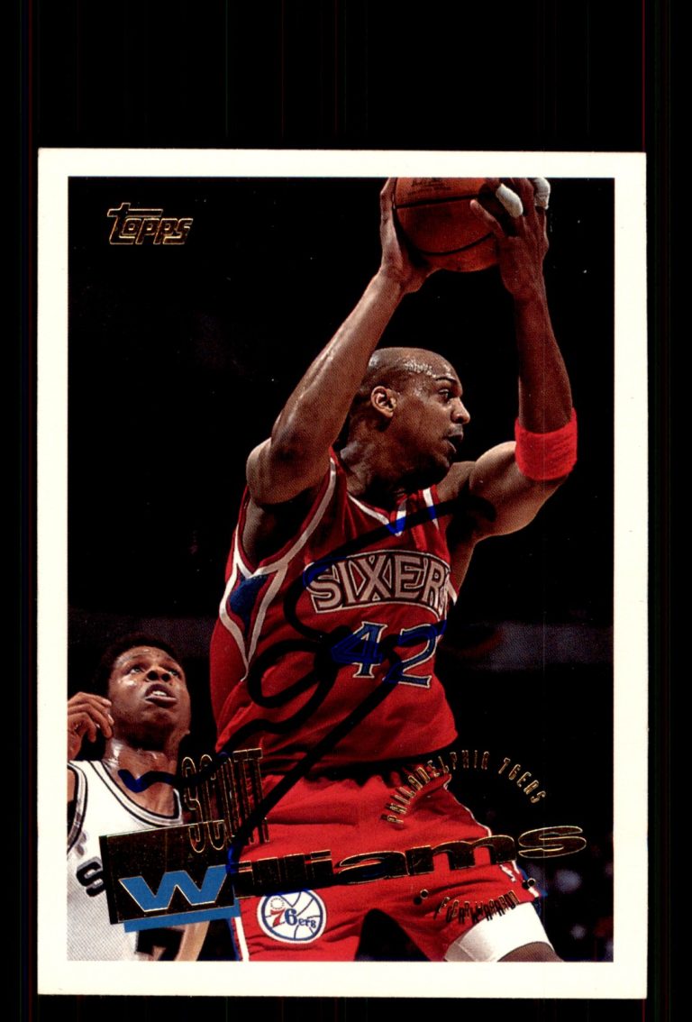Signed Basketball Card Auto Scott Williams 1995-96 Topps #82 Philadelphia 76ers