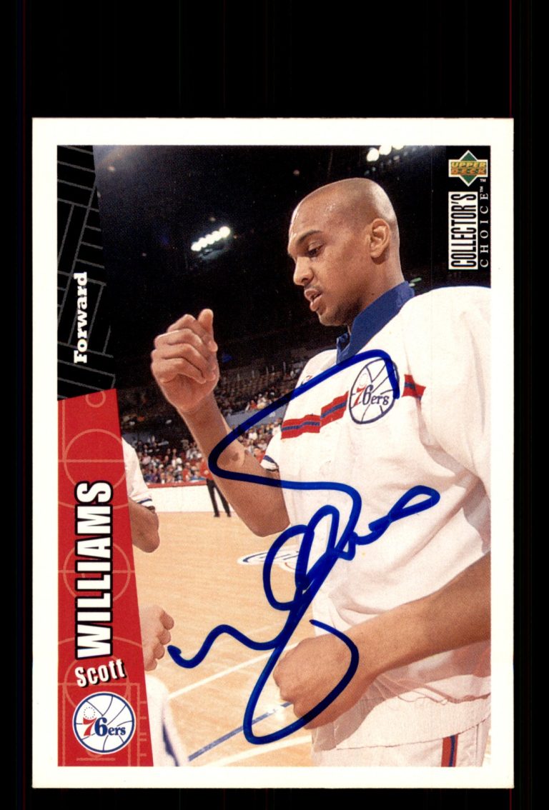 Signed Basketball Card Auto Scott Williams 1996-97 Collector's Choice #303 76ers