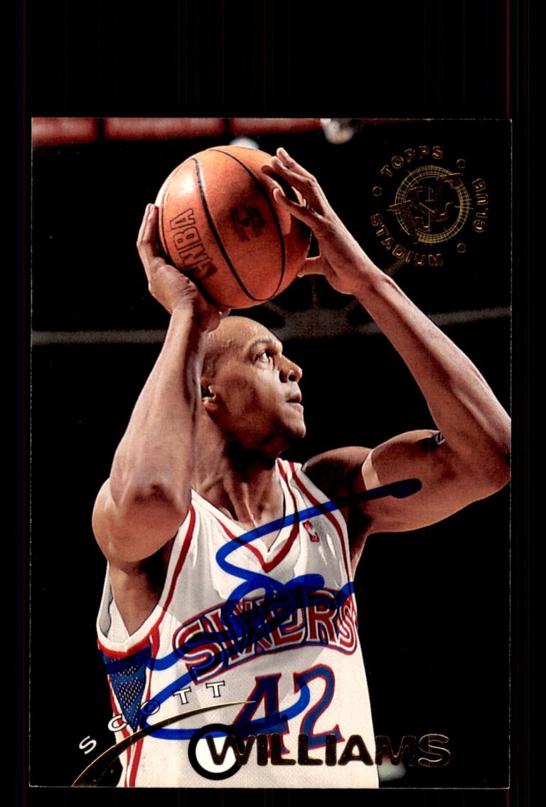 Signed Basketball Card Auto Scott Williams 1994-95 Stadium Club #272 76ers