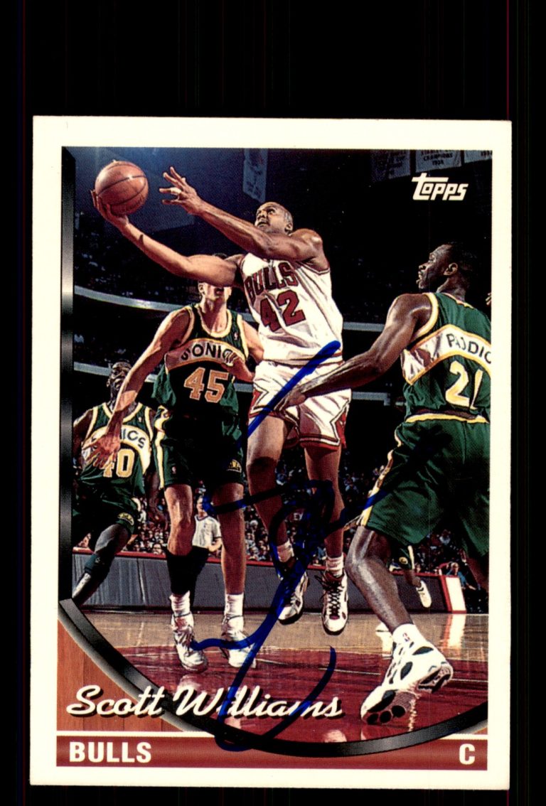Signed Basketball Card Auto Scott Williams 1993-94 Topps #348 Chicago Bulls