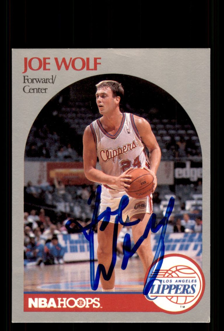 Signed Basketball Card Auto Joe Wolf 1990-91 Hoops #152 Los Angeles Clippers