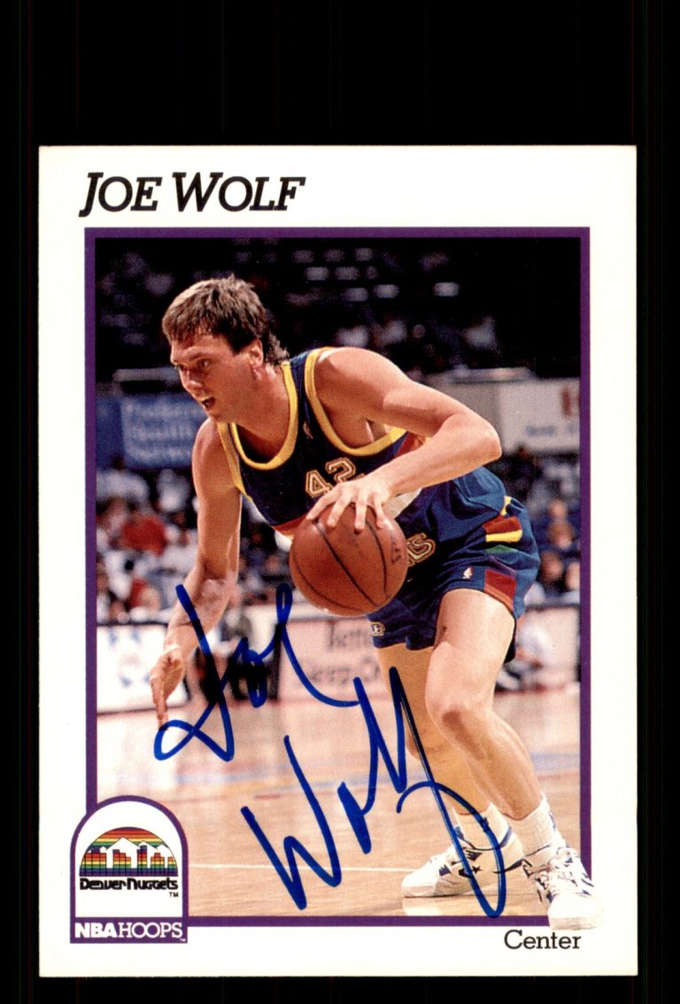 Signed Basketball Card Auto Joe Wolf 1991-92 Hoops #57 Denver Nuggets