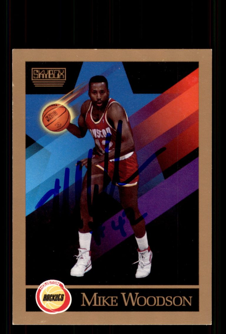 Signed Basketball Card Auto Mike Woodson 1990-91 SkyBox #386 Houston Rockets
