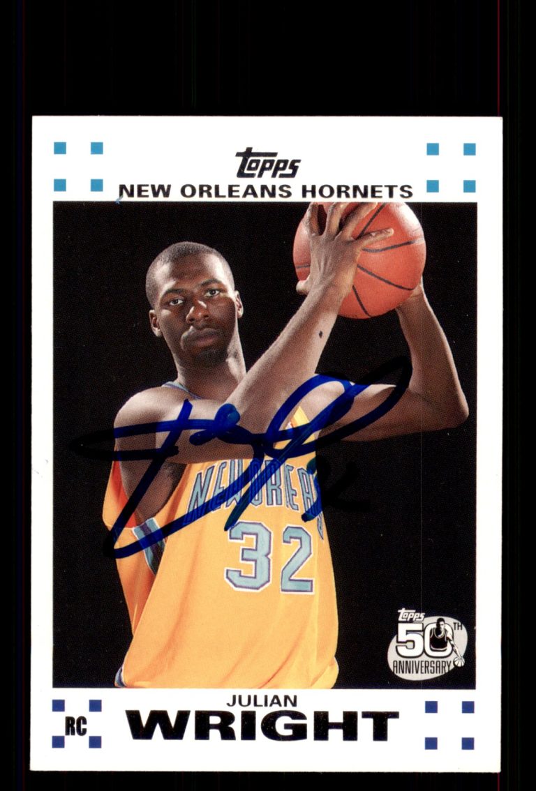 Signed Basketball Card Auto Julian Wright 2007-08 Topps #13 New Orleans Hornets