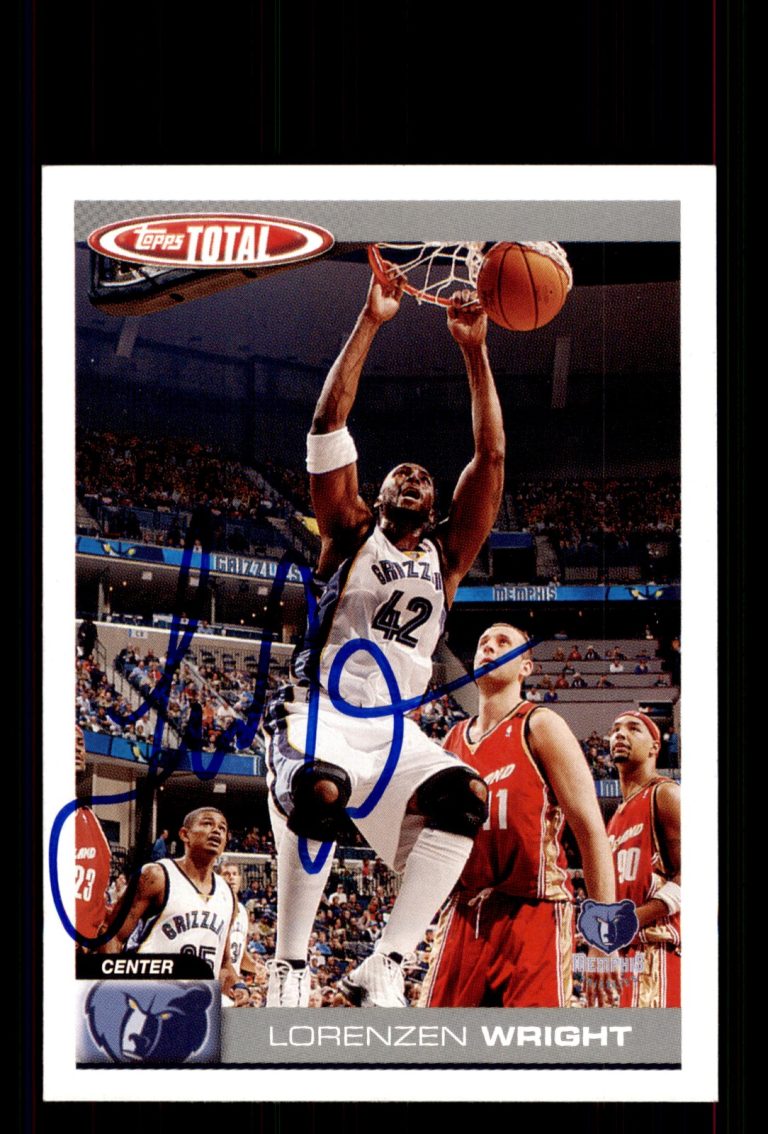 Signed Basketball Card Auto Lorenzen Wright 2004-05 Topps Total #221 Grizzlies