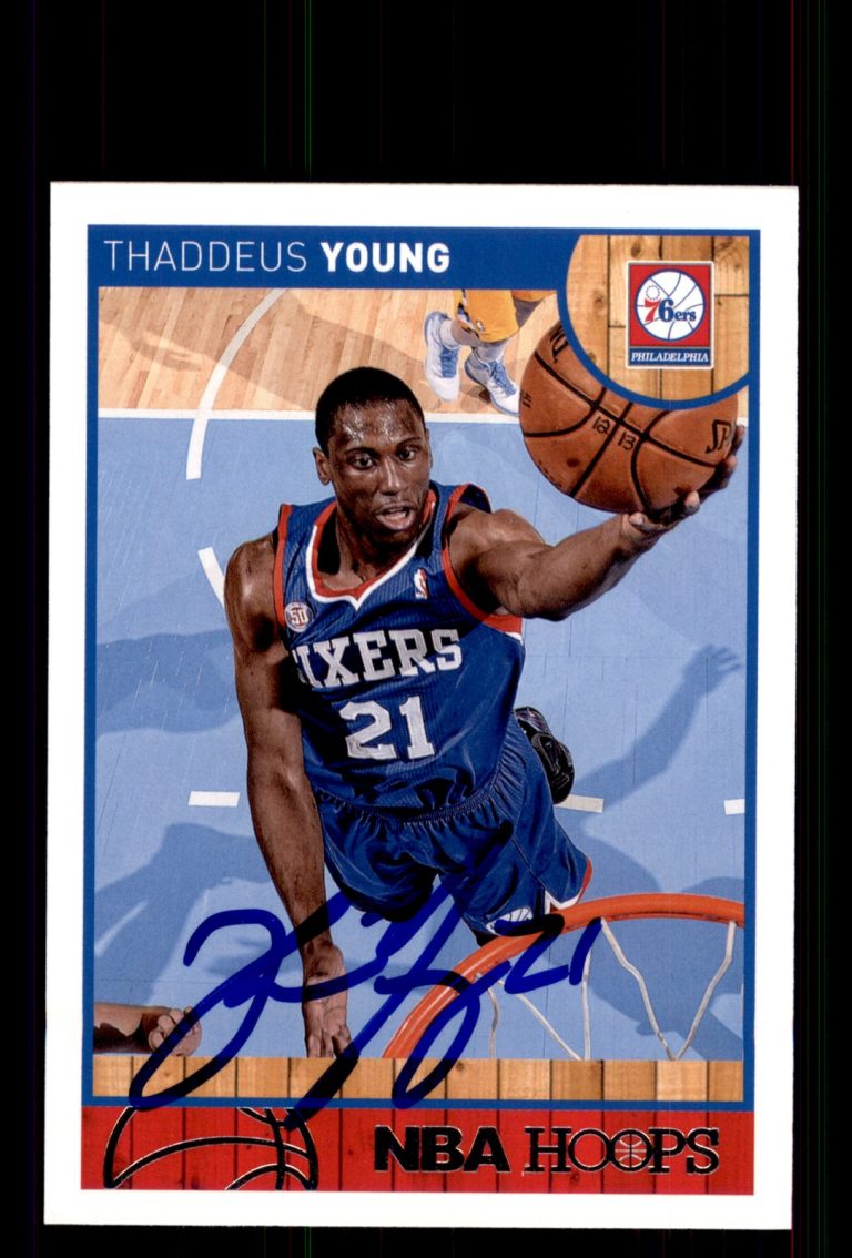 Signed Basketball Card Auto Thaddeus Young 2013-14 Hoops #16 Philadelphia 76ers