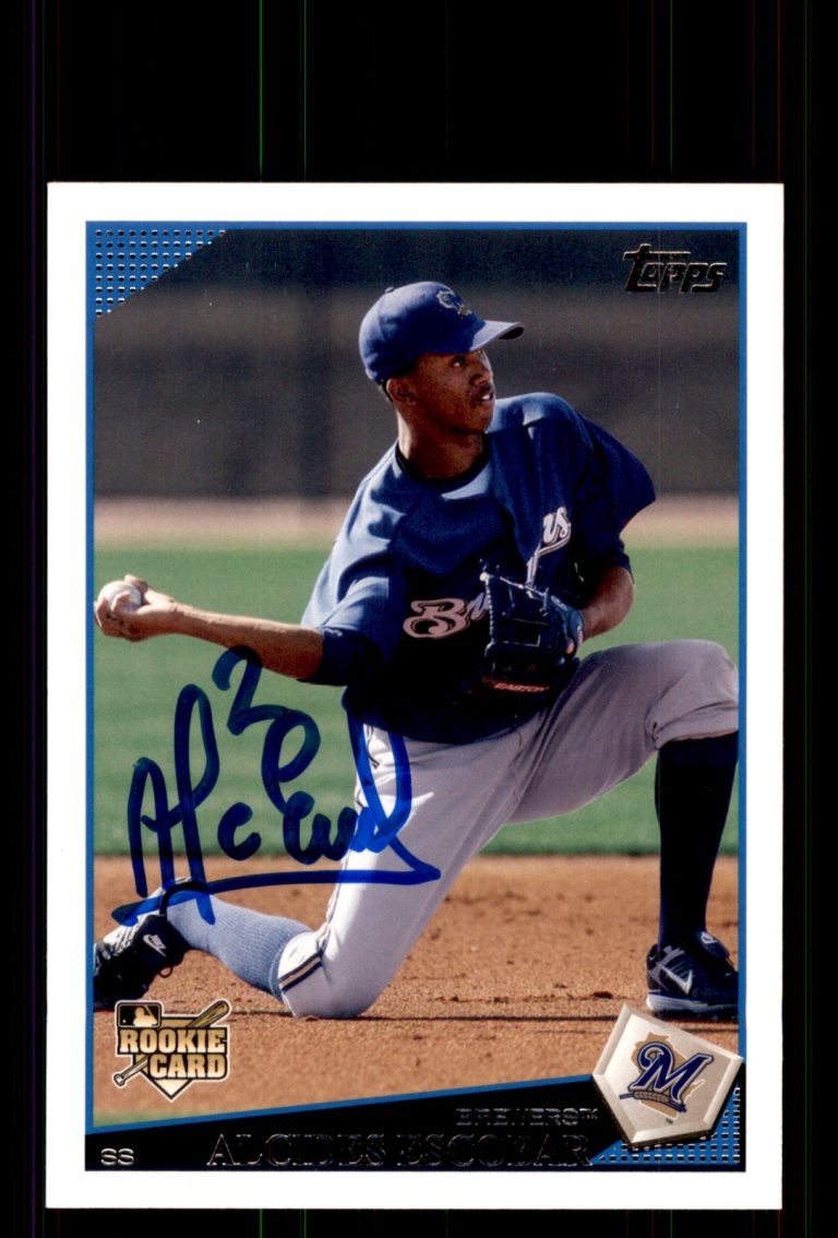 Signed Baseball Card Auto Alcides Escobar 2009 Topps #108 Milwaukee Brewers