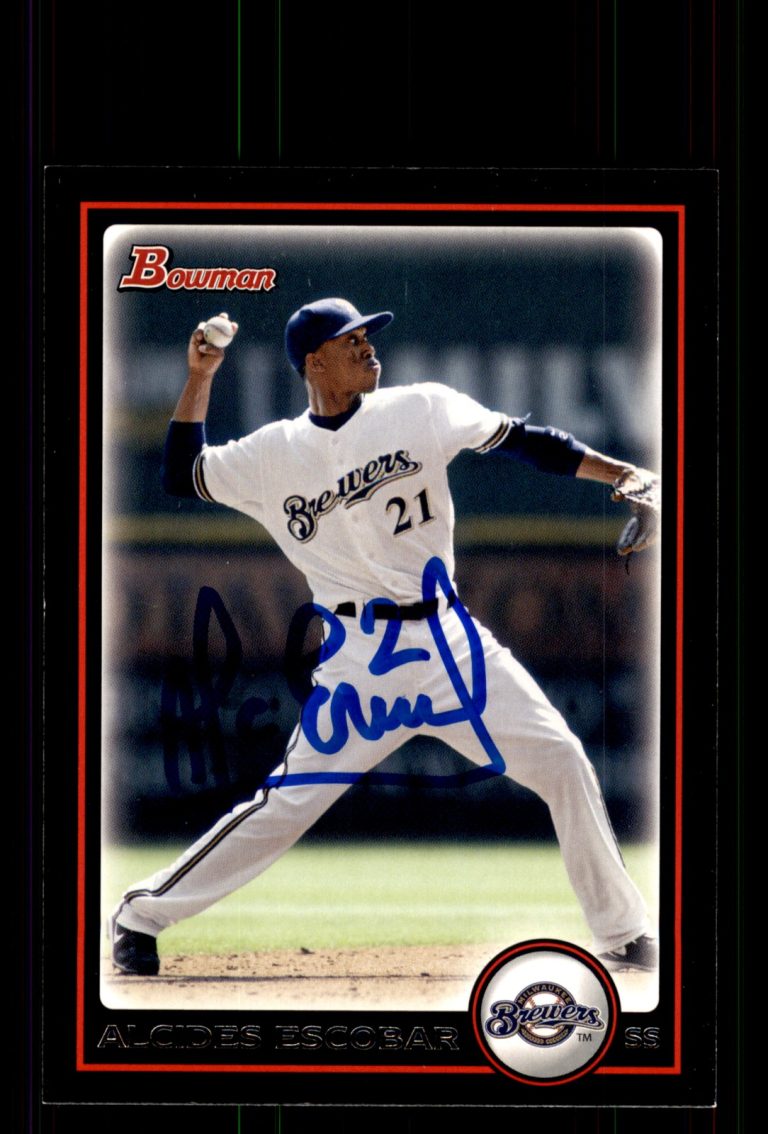Signed Baseball Card Auto Alcides Escobar 2010 Bowman #22 Milwaukee Brewers