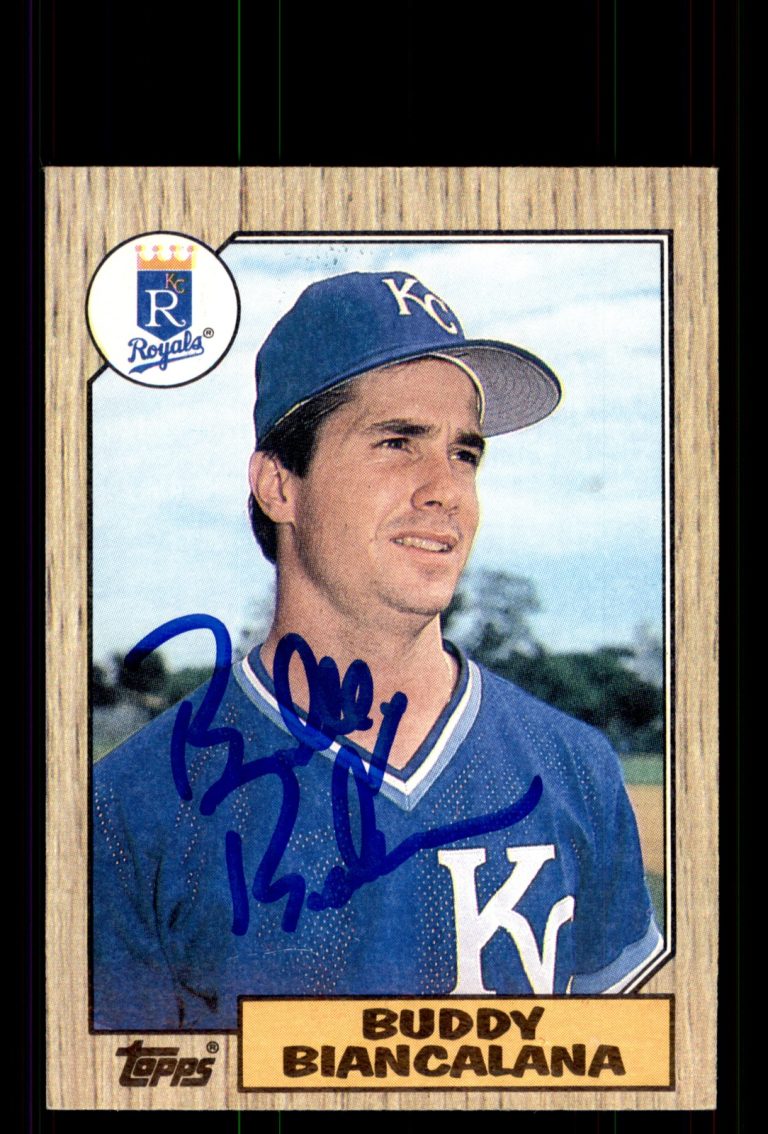 Signed Baseball Card Auto Buddy Biancalana 1987 Topps #554 Kansas City Royals