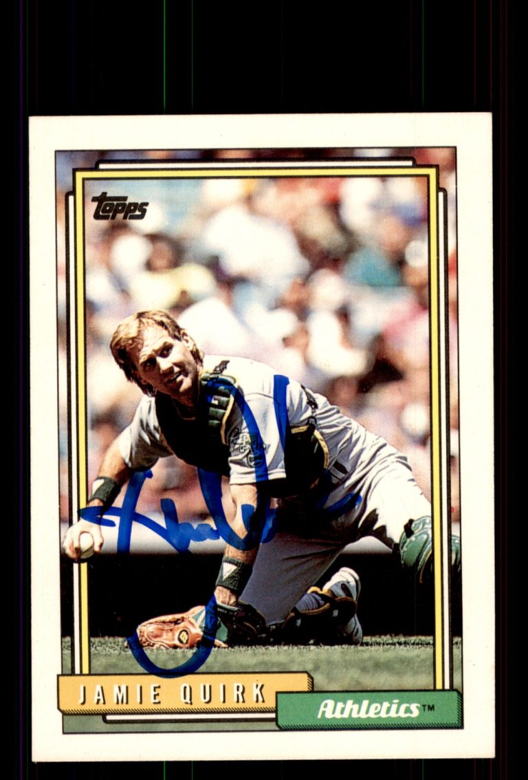 Signed Baseball Card Auto Jamie Quirk 1992 Topps #19 Oakland Athletics