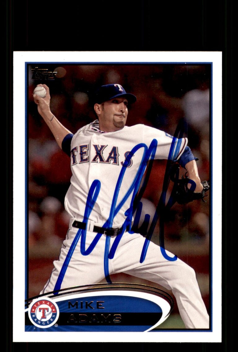 Signed Baseball Card Auto Mike Adams 2012 Topps #8 Texas Rangers