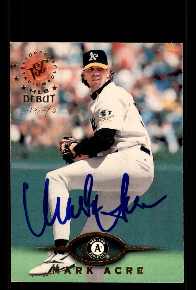 Signed Baseball Card Auto Mark Acre 1995 Stadium Club #376 Oakland Athletics