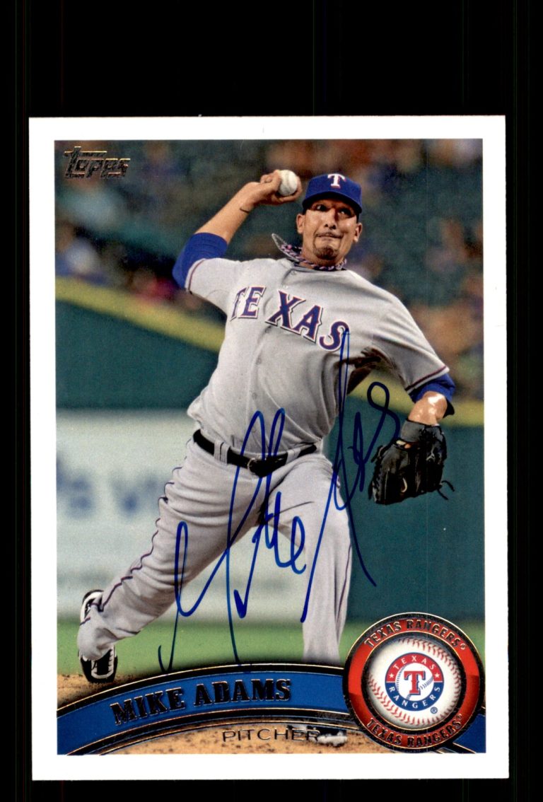 Signed Baseball Card Auto Mike Adams 2011 Topps Update #US292 Texas Rangers