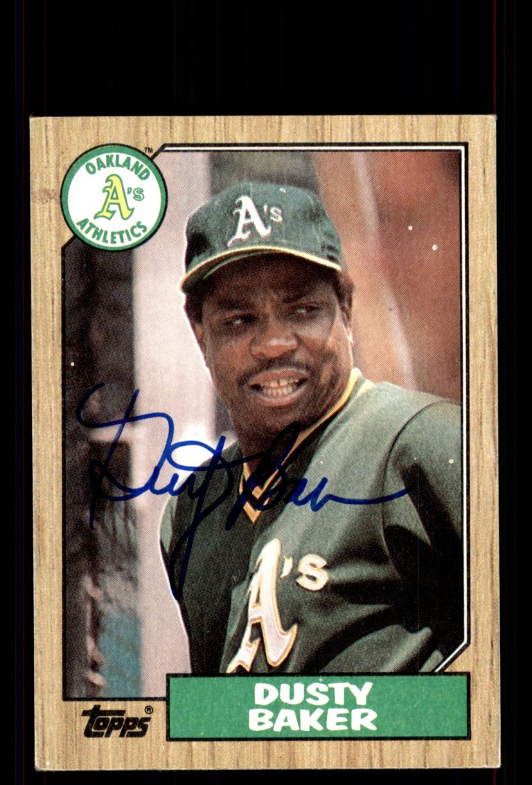 Signed Baseball Card Auto Dusty Baker 1987 Topps #565 Oakland Athletics