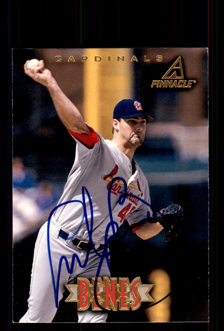 Signed Baseball Card Auto Andy Benes 1997 New Pinnacle #77 St. Louis Cardinals