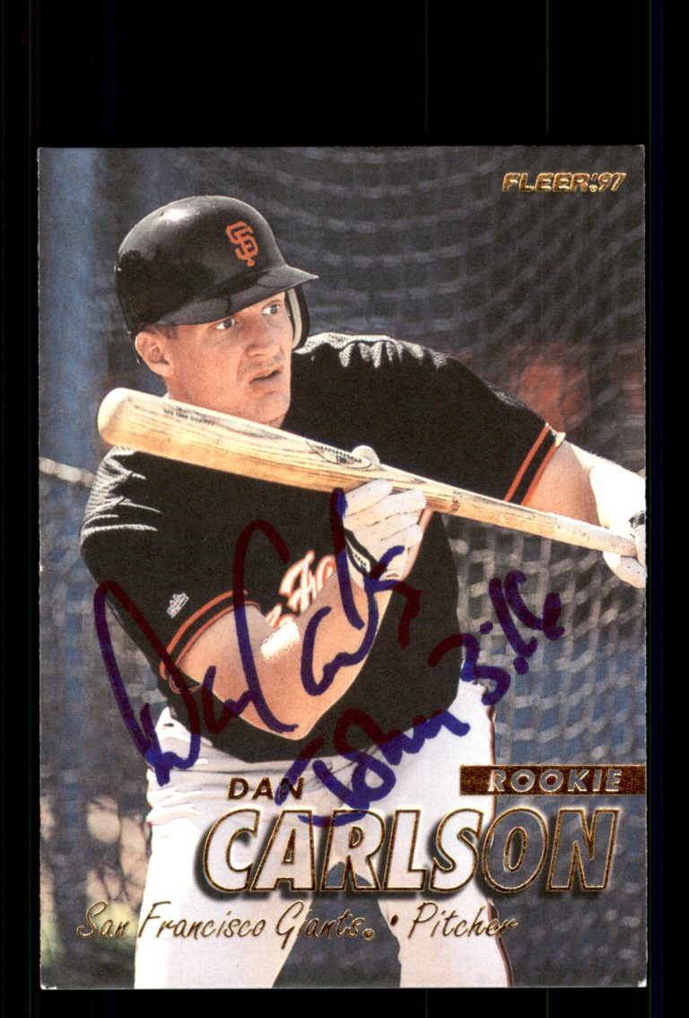 Signed Baseball Card Auto Dan Carlson 1997 Fleer #654 San Francisco Giants