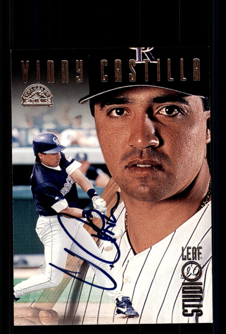 Signed Baseball Card Auto Vinny Castilla 1996 Studio #16 Colorado Rockies