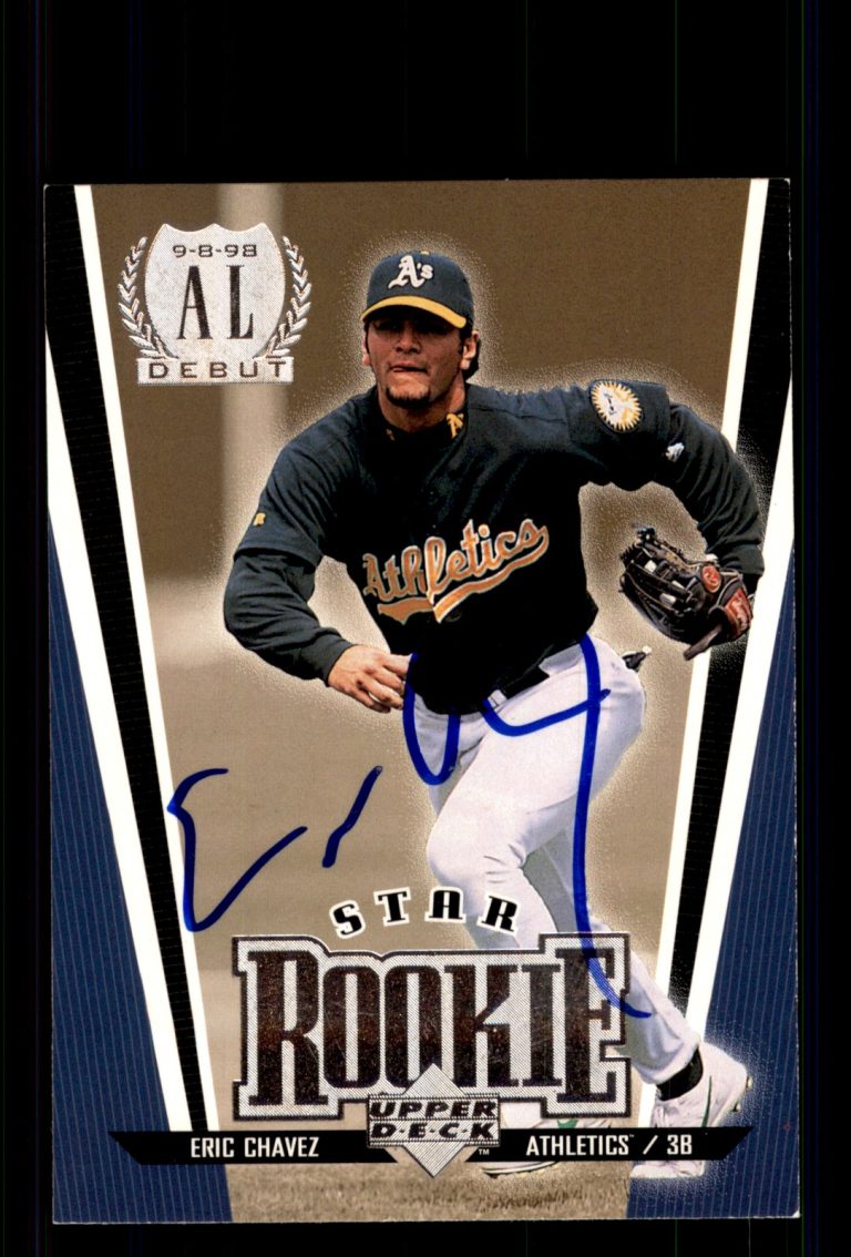 Signed Baseball Card Auto Eric Chavez 1999 Upper Deck #4 Oakland Athletics
