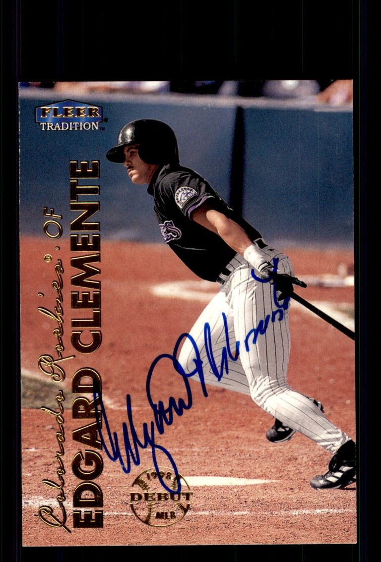Signed Baseball Card Auto Edgard Clemente 1999 Fleer Tradition #376 Rockies