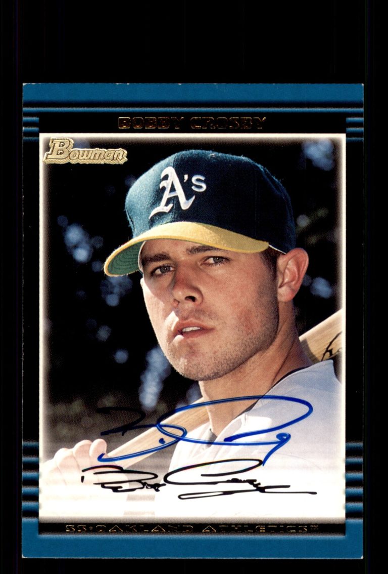 Signed Baseball Card Auto Bobby Crosby 2002 Bowman #318 Oakland Athletics