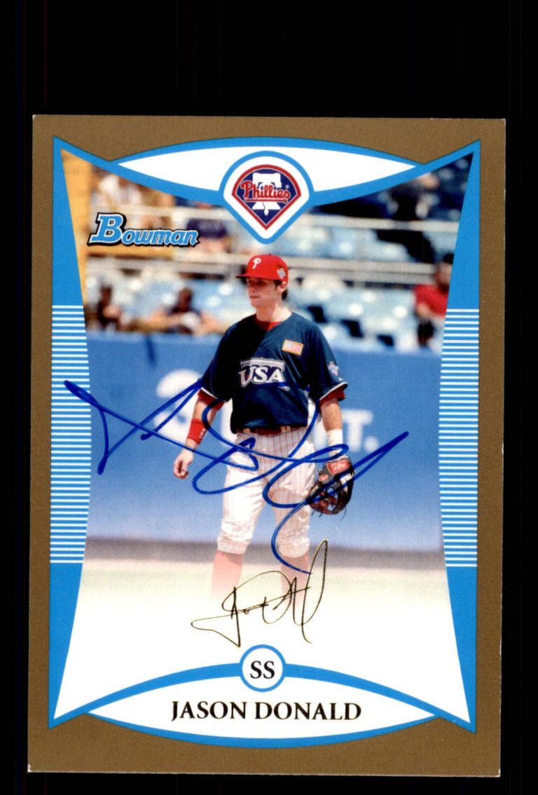 Signed Baseball Card Auto Jason Donald 2008 Bowman #BDPP85 Gold