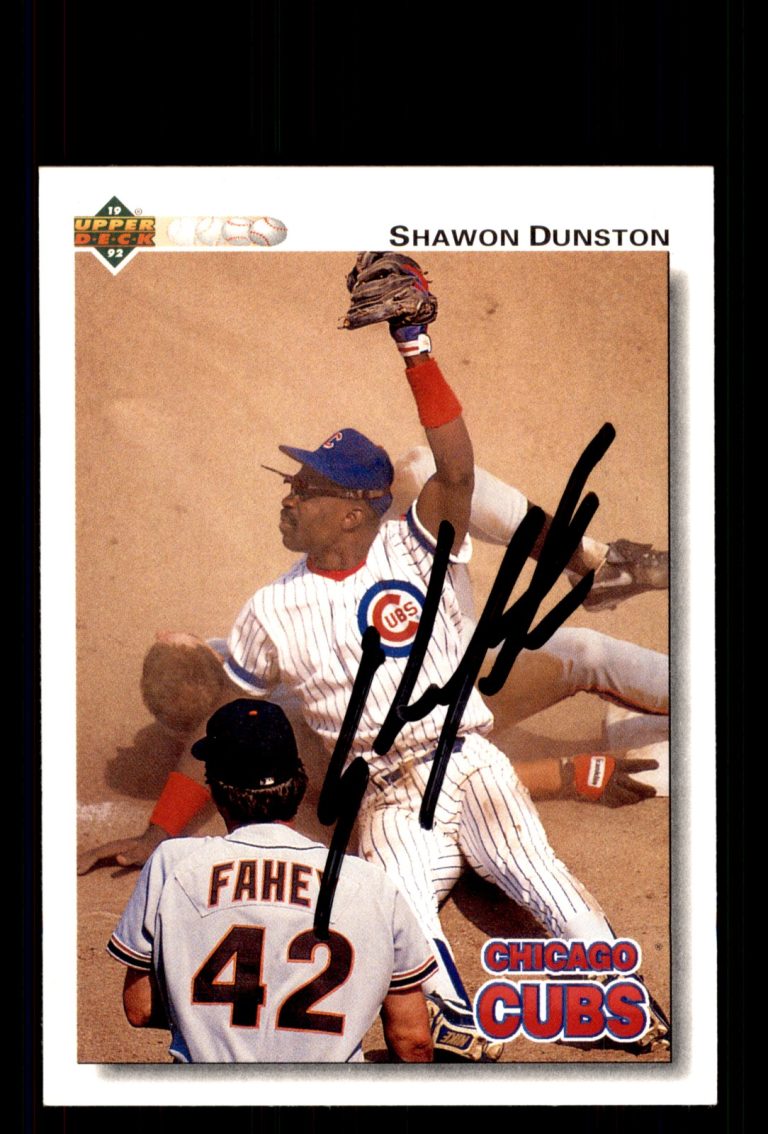 Signed Baseball Card Auto Shawon Dunston 1992 Upper Deck #122 Chicago Cubs
