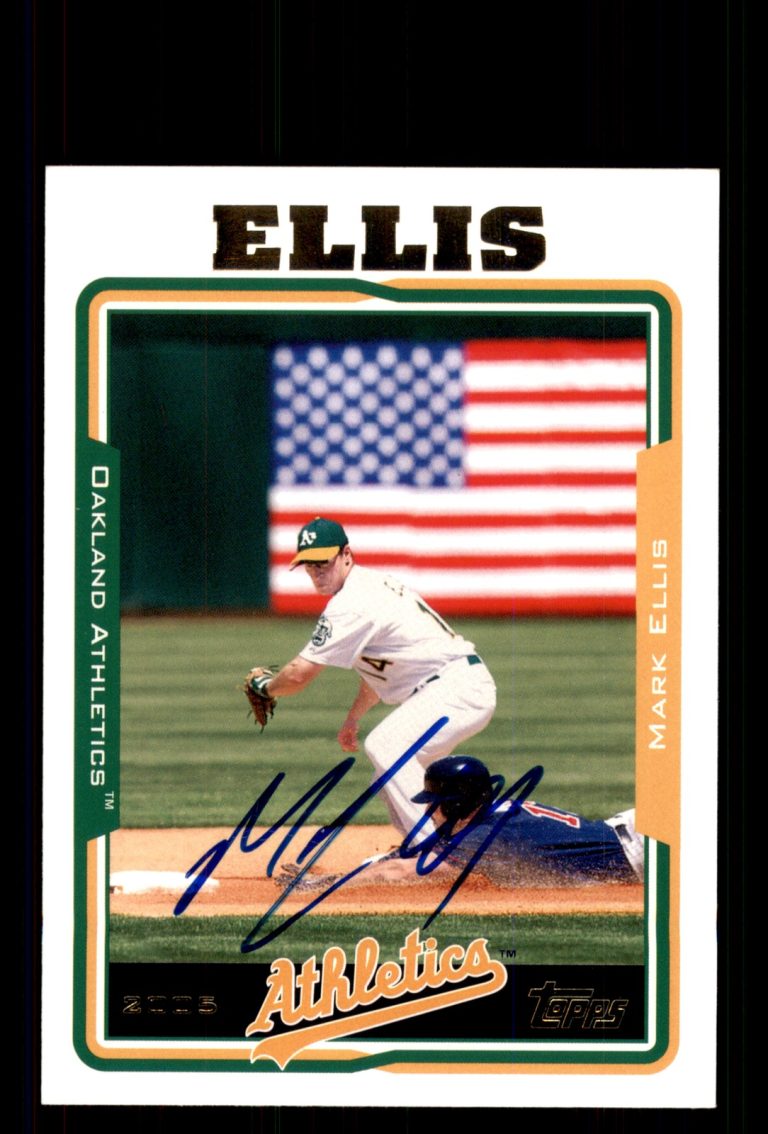 Signed Baseball Card Auto Mark Ellis 2005 Topps #614 Oakland Athletics