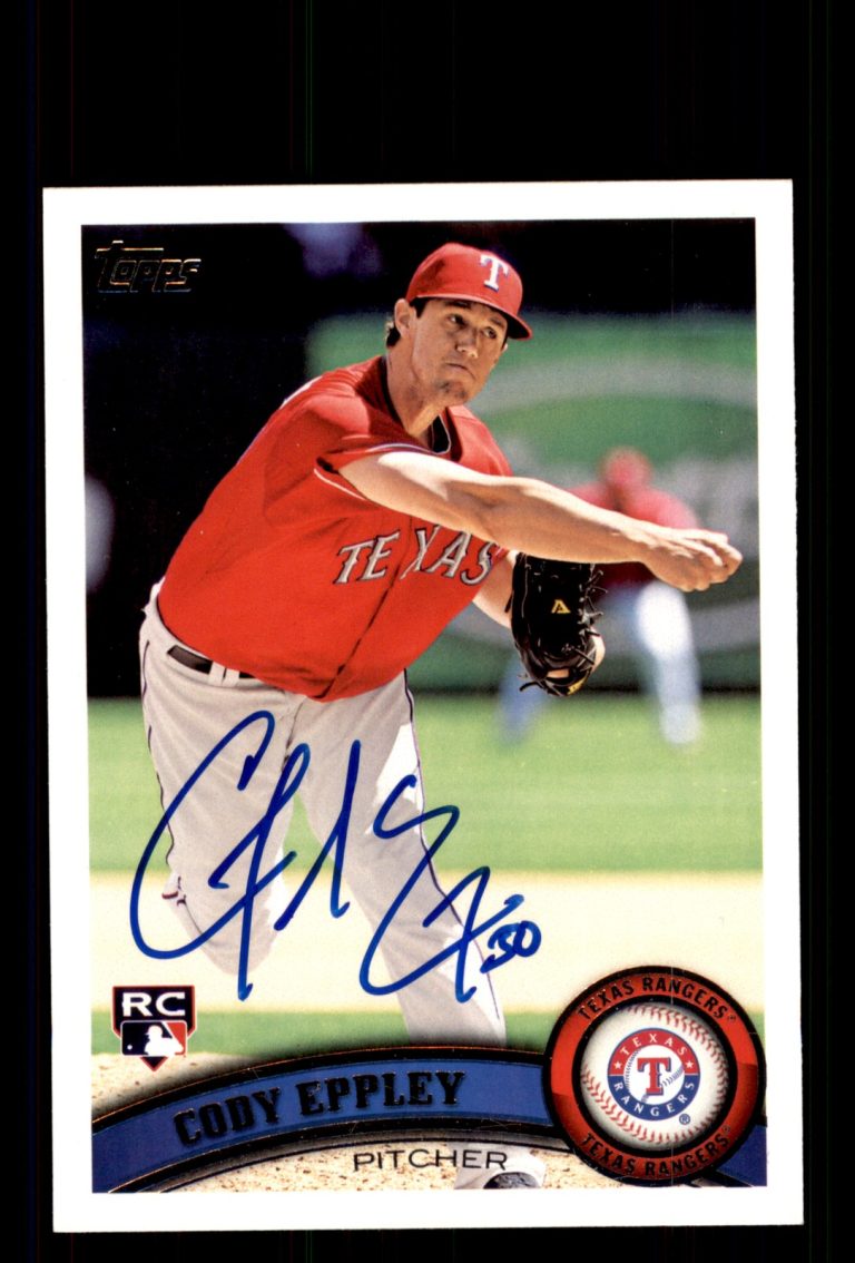 Signed Baseball Card Auto Cody Eppley 2011 Topps Update #US97 Texas Rangers