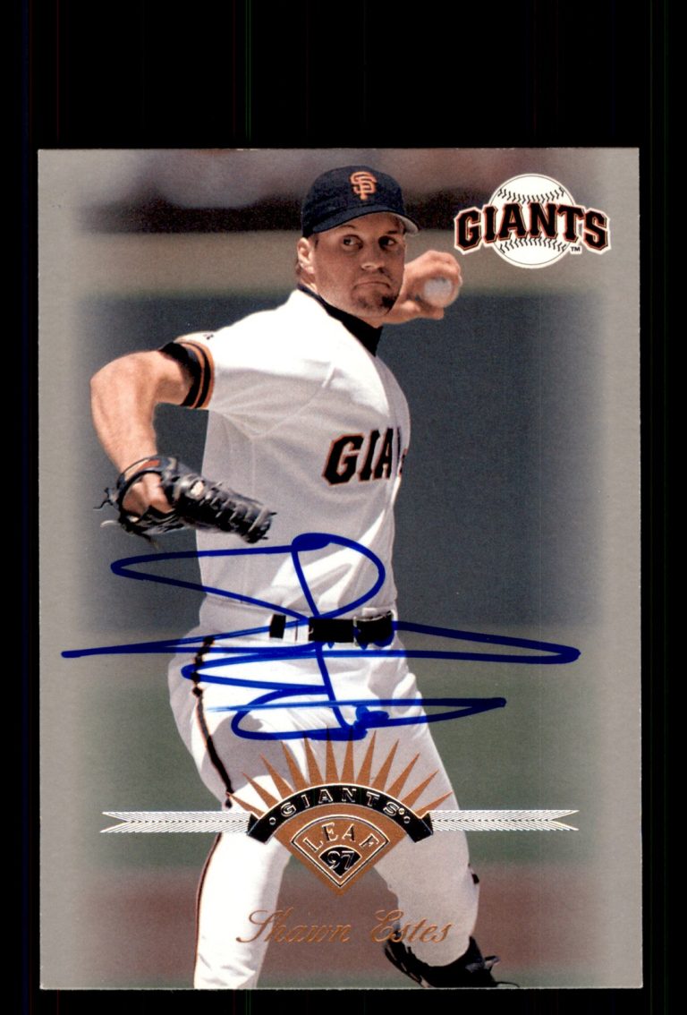 Signed Baseball Card Auto Shawn Estes 1997 Leaf #50 San Francisco Giants