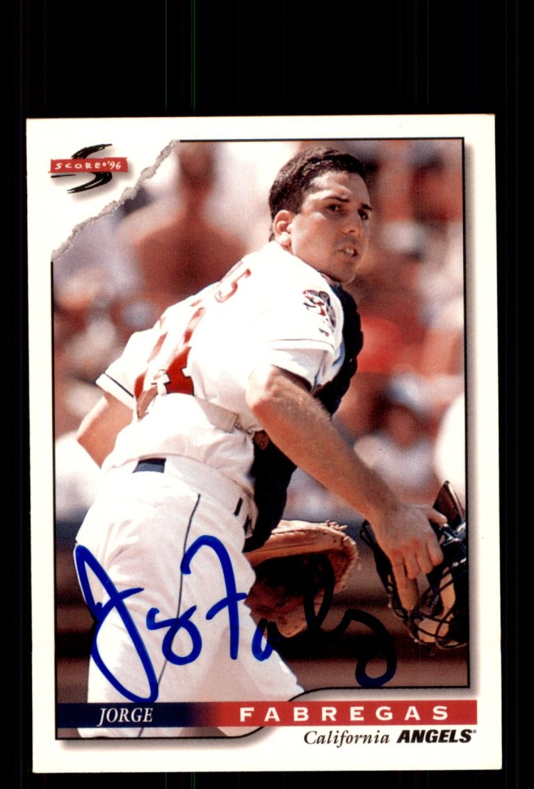 Signed Baseball Card Auto Jorge Fabregas 1996 Score #185 California Angels