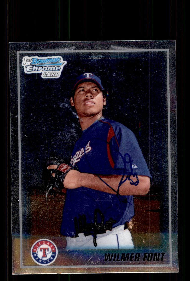 Signed Baseball Card Auto Wilmer Font 2010 Bowman Chrome #BCP87 Texas Rangers