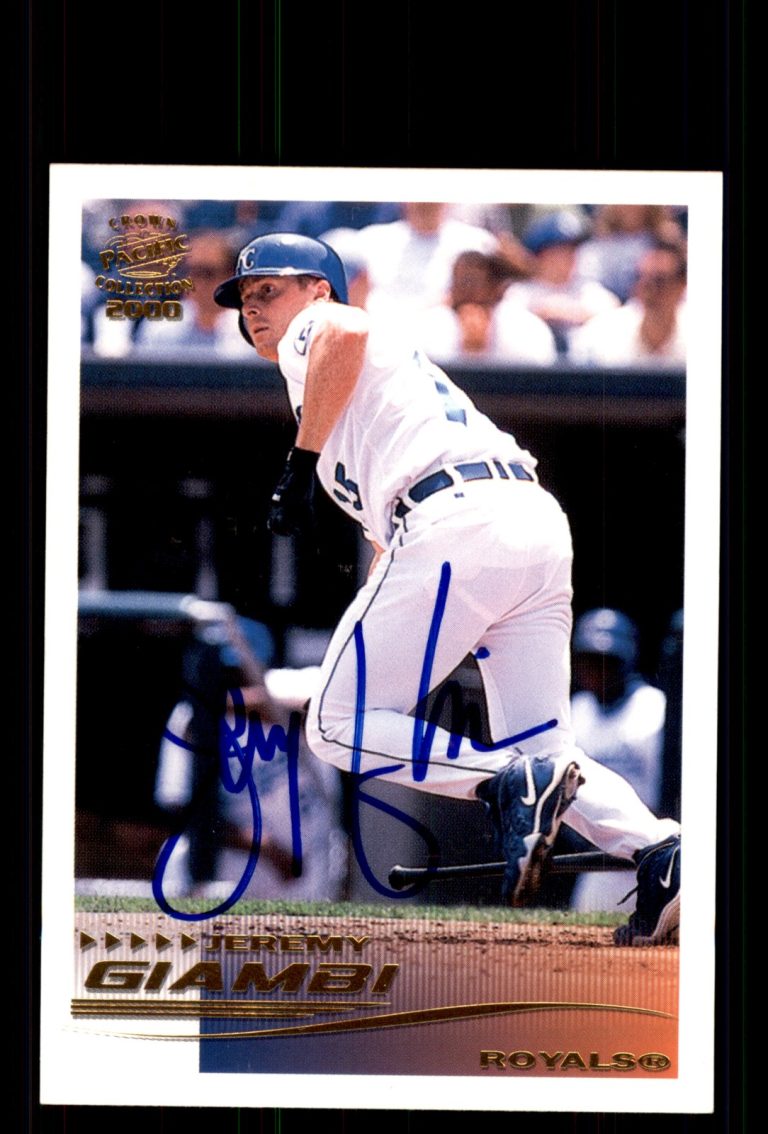 Signed Baseball Card Auto Jeremy Giambi 2000 Pacific Crown Collection #133