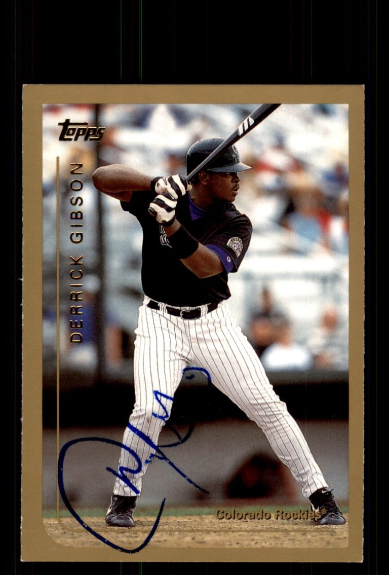 Signed Baseball Card Auto Derrick Gibson 1999 Topps #392 Colorado Rockies